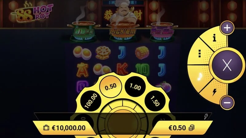 88 Hot Pot – panuse valimine ja keerutamise liides